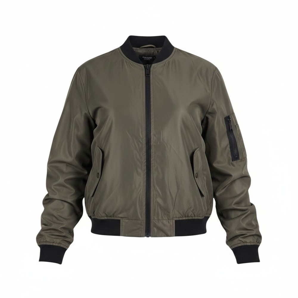 Zeagoo Womens XXL 2XL Bomber Jacket Olive Green Full Zip Utility Lightweight NWT